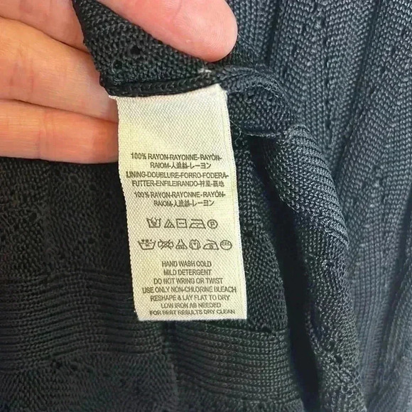 Urban Outfitters FREE PEOPLE Pointelle Lace Knit Black Dress Small - Picture 12 of 13